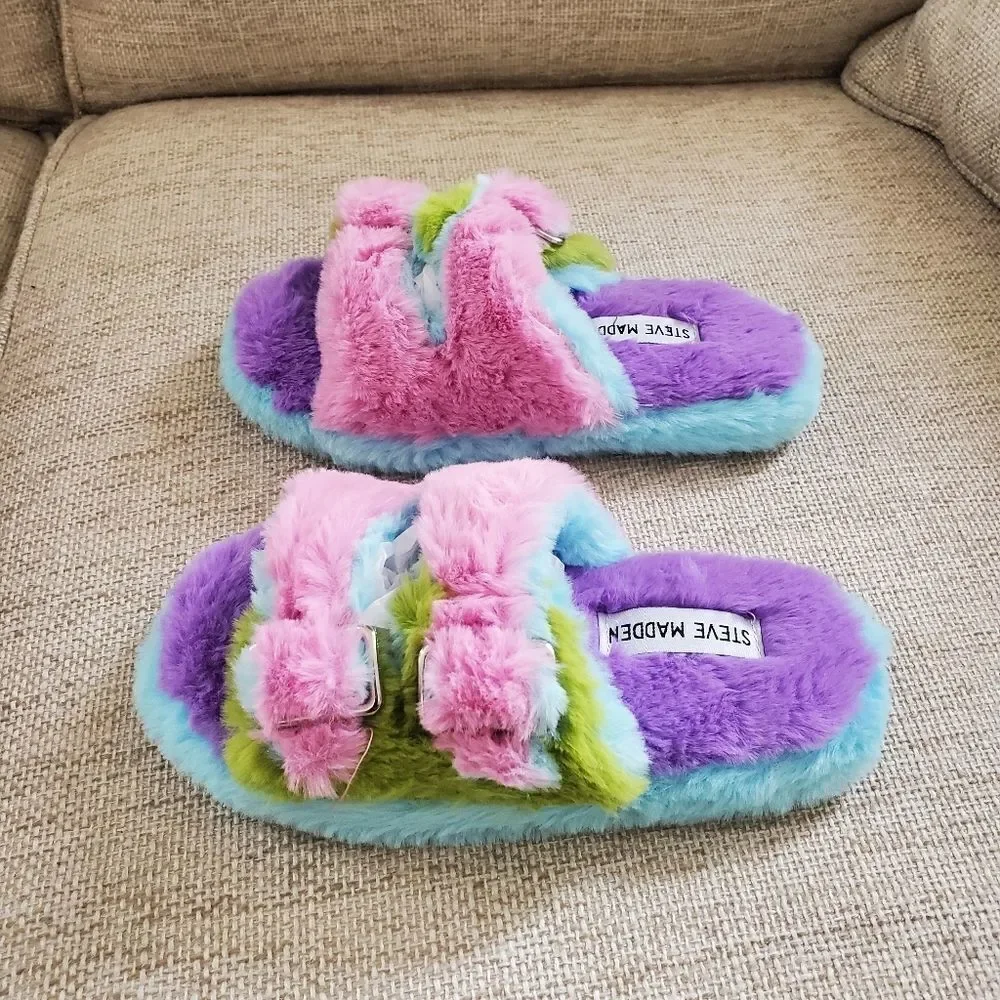 Steve Madden Kids' Jaround Faux Fur Slide Slipper